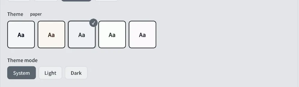 Theme and theme-mode settings in BlueReader